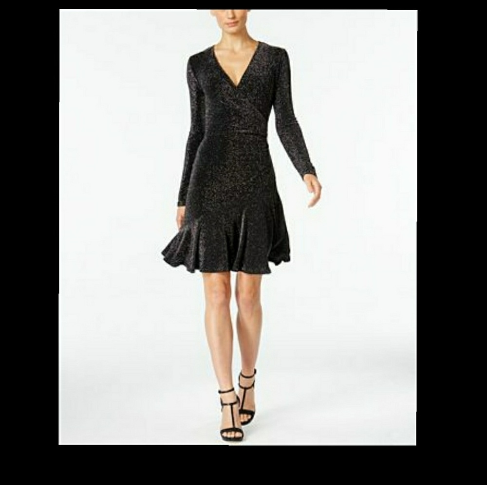 💕💕HP 💕💕 MICHAEL KORS FLOUNCE WRAP BLACK DRESS